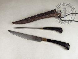 KS-025 Big medieval knife with spike - horn handles