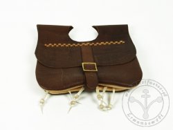 PS-03A Two-panel purse with pouches 14-15th cent. - very dark brown