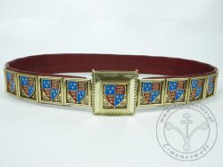 KB 002C Segmental Knight Belt - Enameled - with custom heraldic motiff